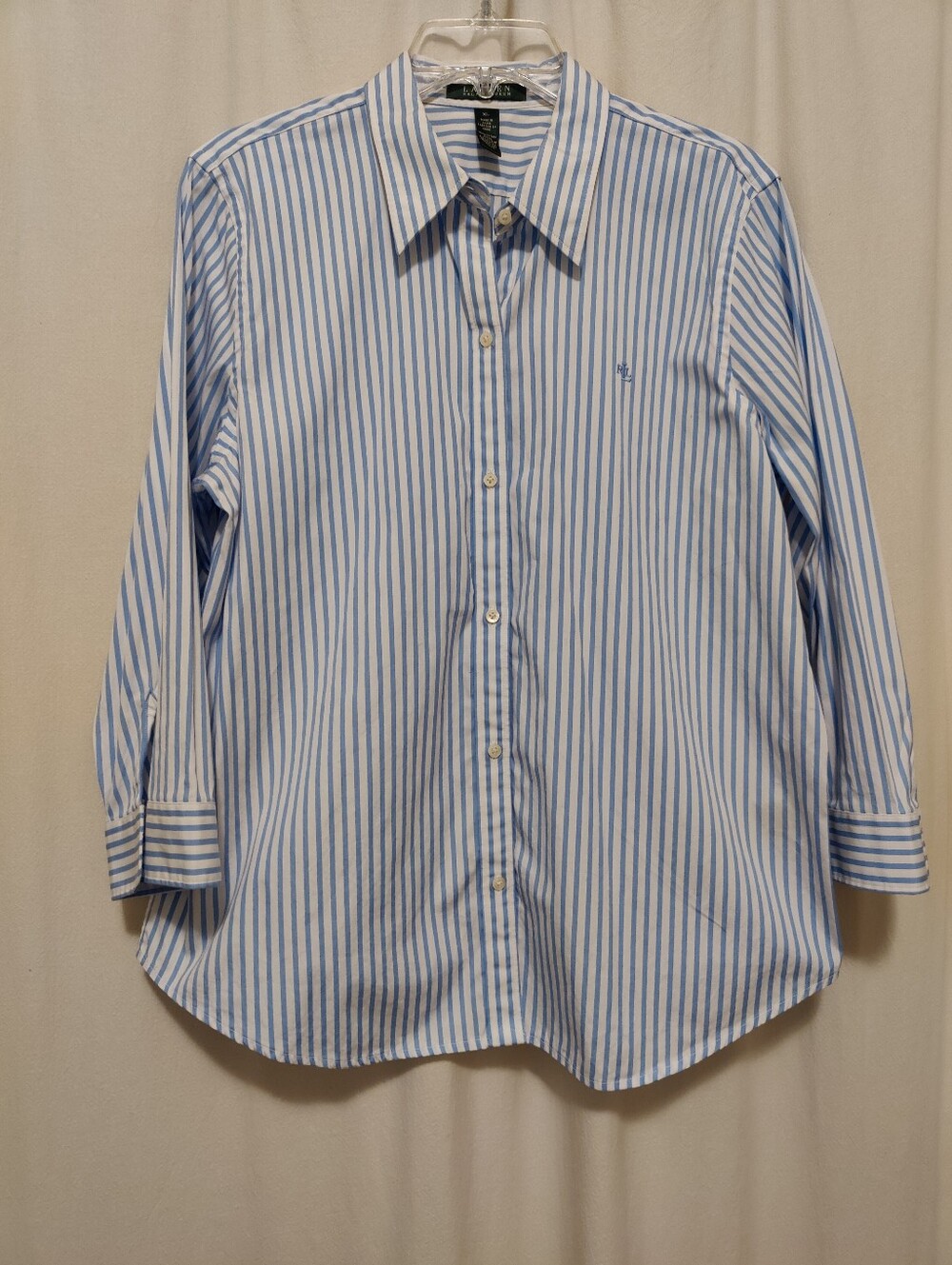 Lauren Ralph Lauren Cotton Woven Stripe Point Collar Button Down Shirt, XL